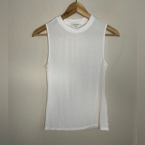 Aritzia Babaton White High Neck Sleeveless Tank Top Rayon Spandex Size XS